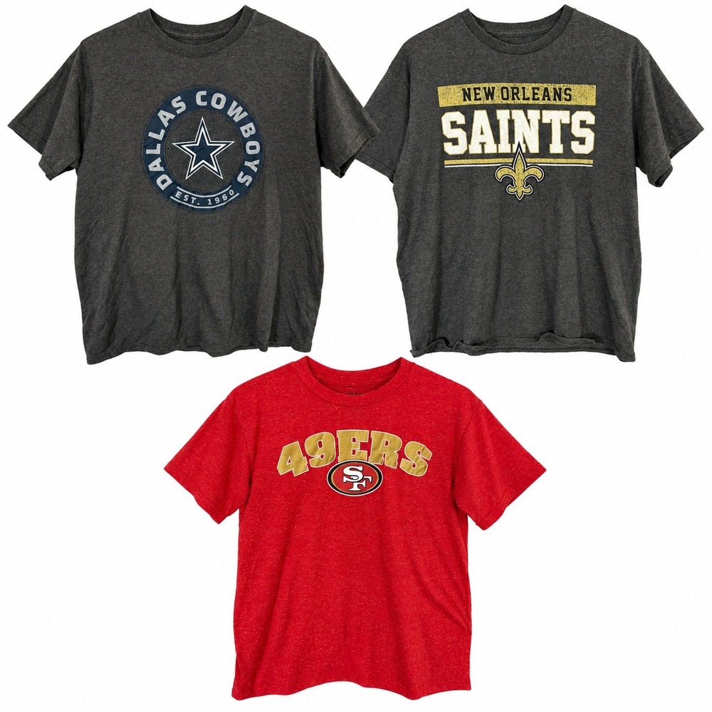 NFL Team Apparel Lot of 3 Men's M T-Shirts Graphic Grey Red